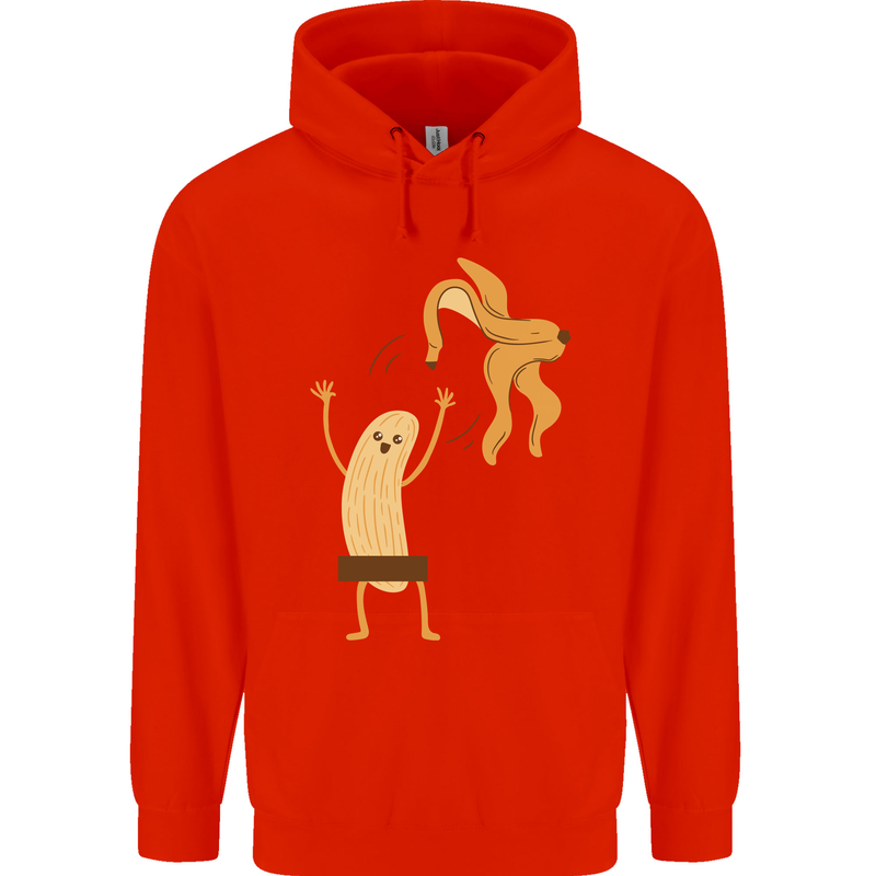 Get Naked Censored Banana Funny Childrens Kids Hoodie Bright Red