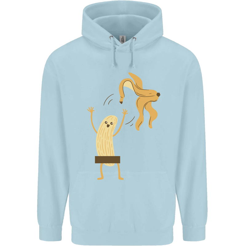 Get Naked Censored Banana Funny Childrens Kids Hoodie Light Blue