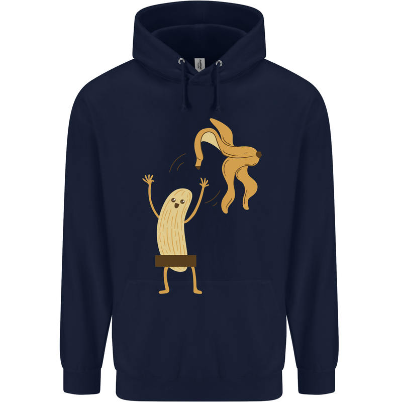 Get Naked Censored Banana Funny Childrens Kids Hoodie Navy Blue