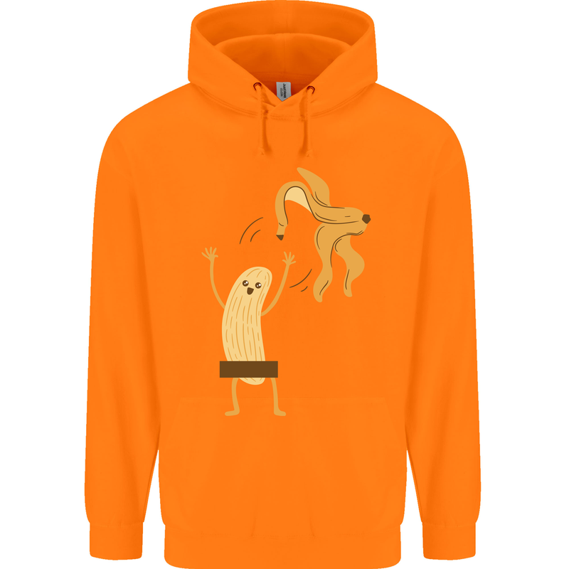 Get Naked Censored Banana Funny Childrens Kids Hoodie Orange