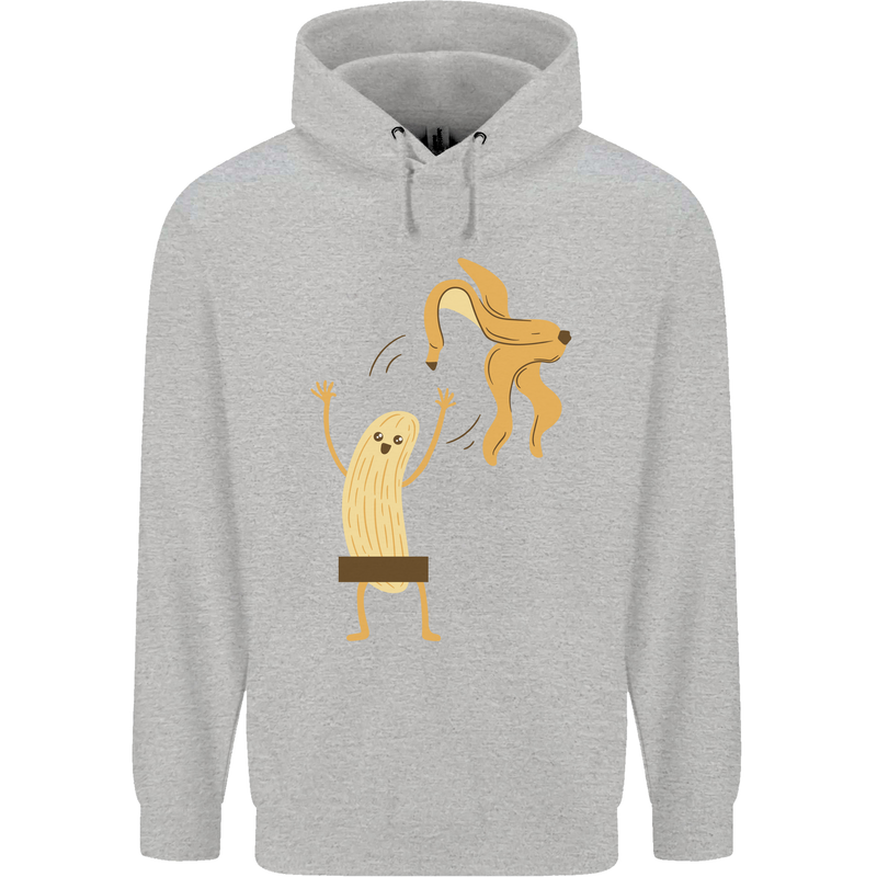 Get Naked Censored Banana Funny Childrens Kids Hoodie Sports Grey