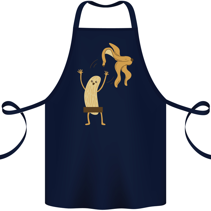 Get Naked Censored Banana Funny Cotton Apron 100% Organic Navy Blue