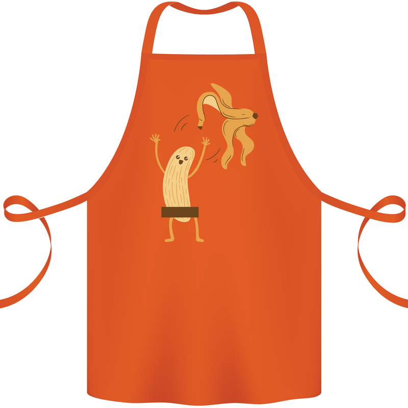 Get Naked Censored Banana Funny Cotton Apron 100% Organic Orange