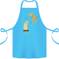 Get Naked Censored Banana Funny Cotton Apron 100% Organic Turquoise