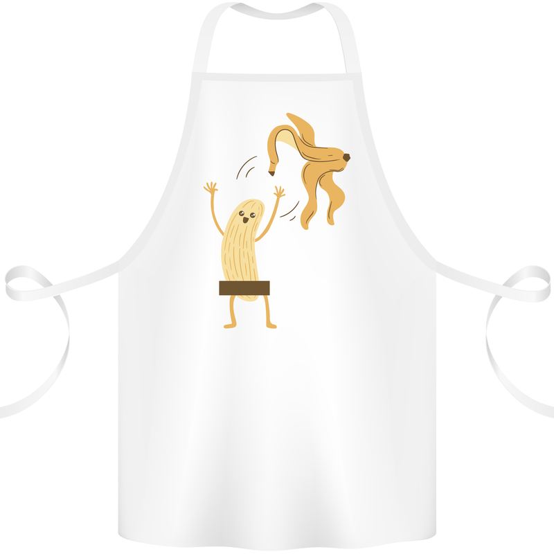 Get Naked Censored Banana Funny Cotton Apron 100% Organic White