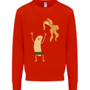 Get Naked Censored Banana Funny Kids Sweatshirt Jumper Bright Red