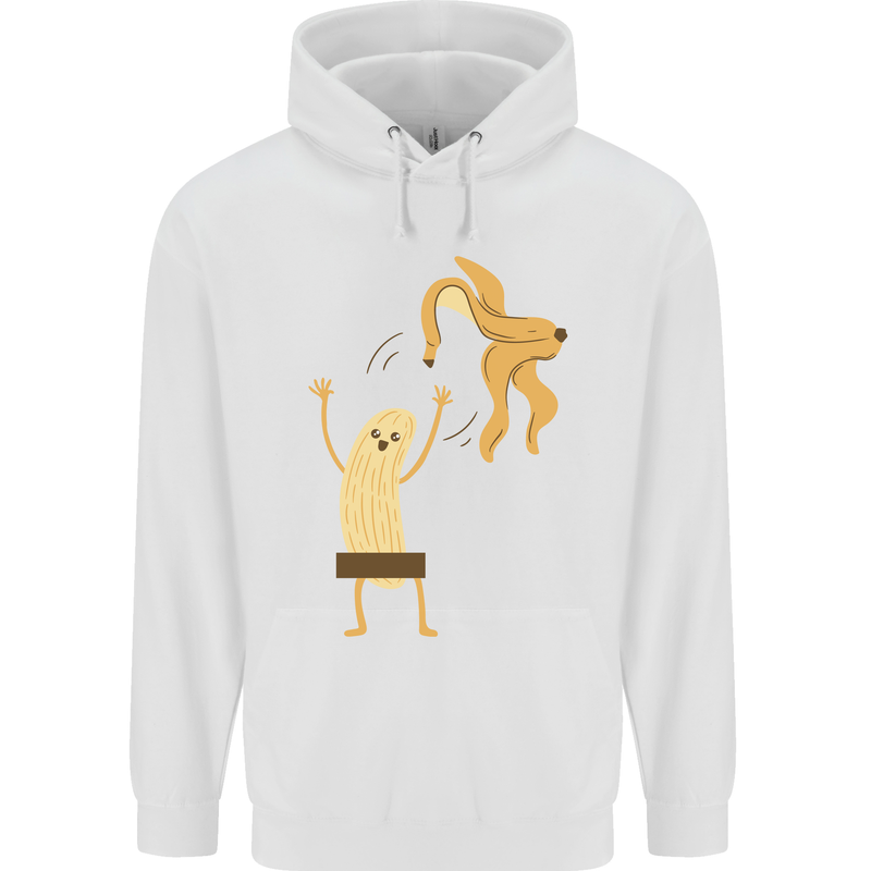Get Naked Censored Banana Funny Mens 80% Cotton Hoodie White