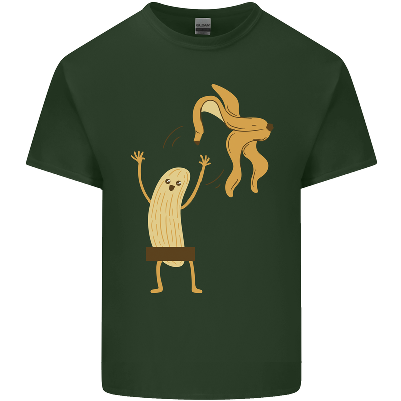Get Naked Censored Banana Funny Mens Cotton T-Shirt Tee Top Forest Green