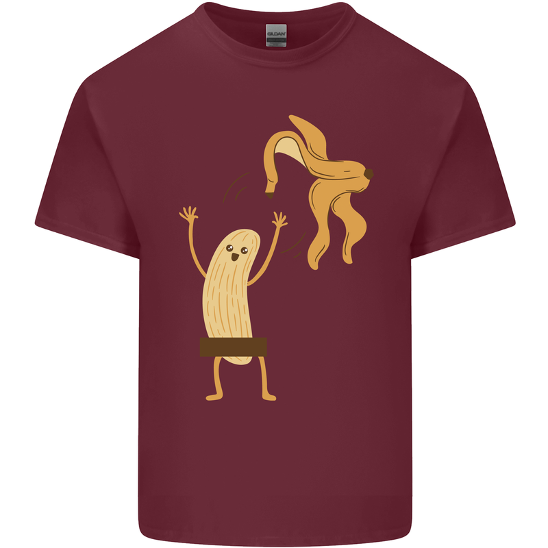 Get Naked Censored Banana Funny Mens Cotton T-Shirt Tee Top Maroon