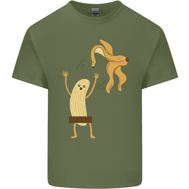 Get Naked Censored Banana Funny Mens Cotton T-Shirt Tee Top Military Green