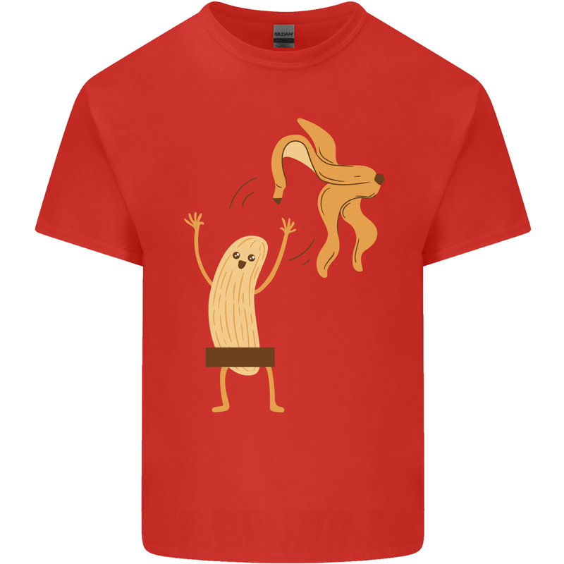 Get Naked Censored Banana Funny Mens Cotton T-Shirt Tee Top Red