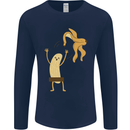 Get Naked Censored Banana Funny Mens Long Sleeve T-Shirt Navy Blue