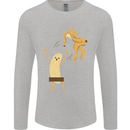 Get Naked Censored Banana Funny Mens Long Sleeve T-Shirt Sports Grey