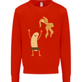 Get Naked Censored Banana Funny Mens Sweatshirt Jumper Bright Red