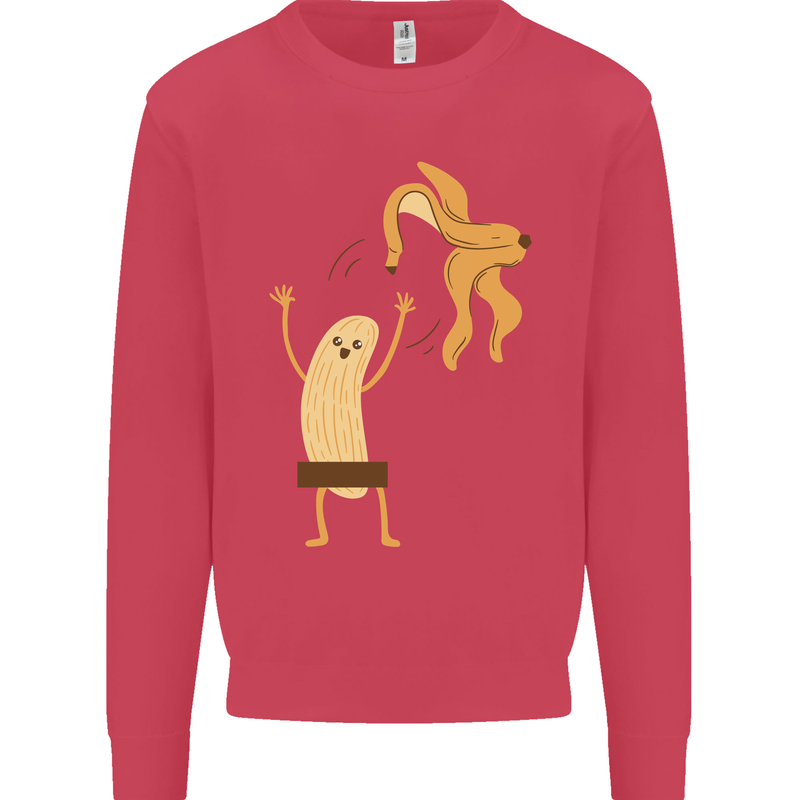 Get Naked Censored Banana Funny Mens Sweatshirt Jumper Heliconia