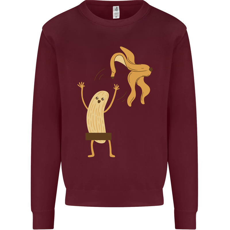 Get Naked Censored Banana Funny Mens Sweatshirt Jumper Maroon