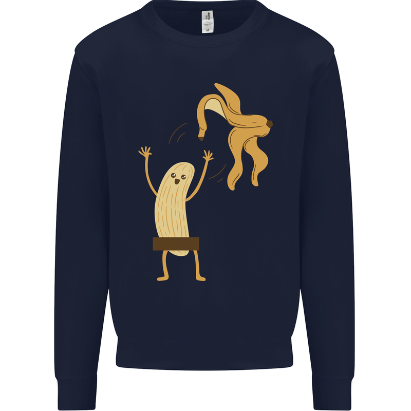 Get Naked Censored Banana Funny Mens Sweatshirt Jumper Navy Blue
