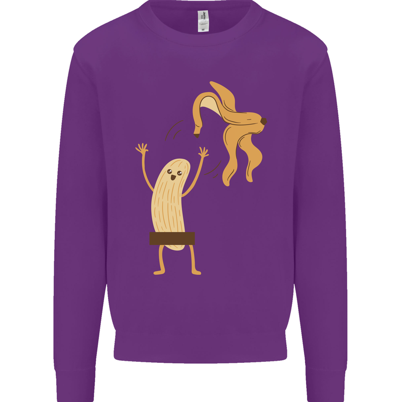 Get Naked Censored Banana Funny Mens Sweatshirt Jumper Purple