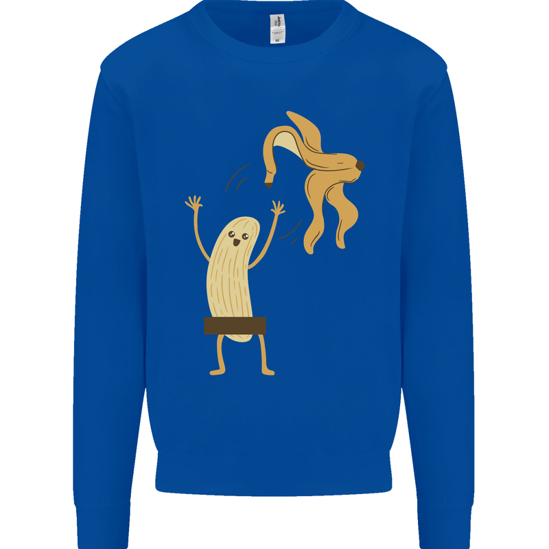 Get Naked Censored Banana Funny Mens Sweatshirt Jumper Royal Blue