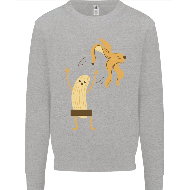 Get Naked Censored Banana Funny Mens Sweatshirt Jumper Sports Grey