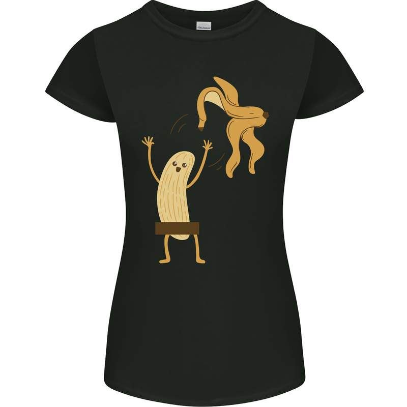 Get Naked Censored Banana Funny Womens Petite Cut T-Shirt Black