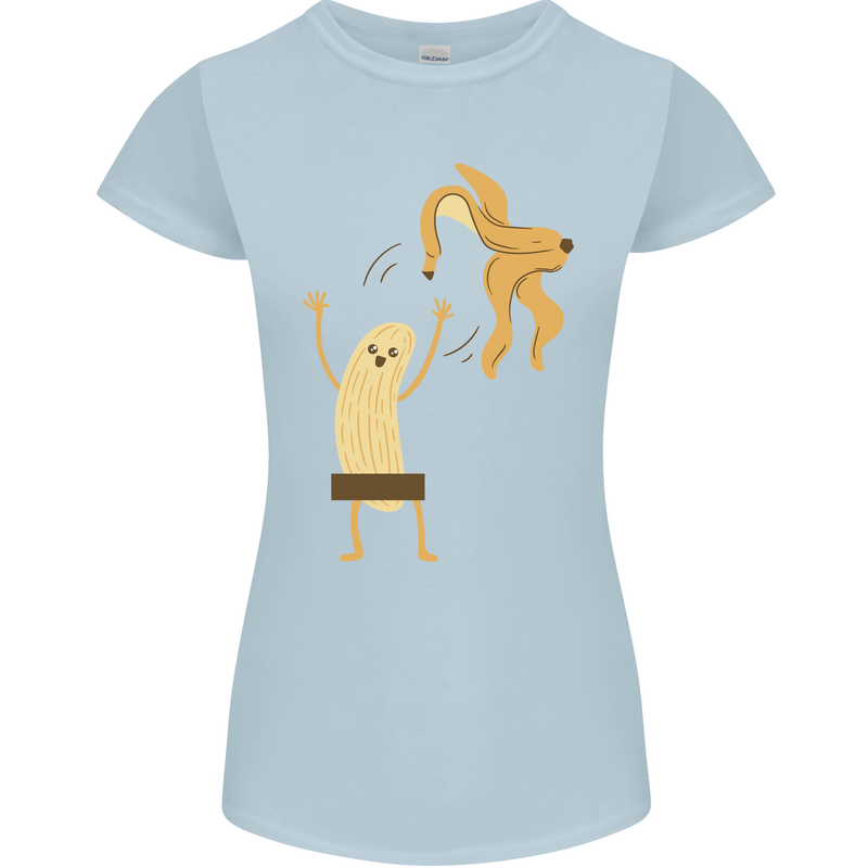 Get Naked Censored Banana Funny Womens Petite Cut T-Shirt Light Blue