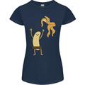 Get Naked Censored Banana Funny Womens Petite Cut T-Shirt Navy Blue