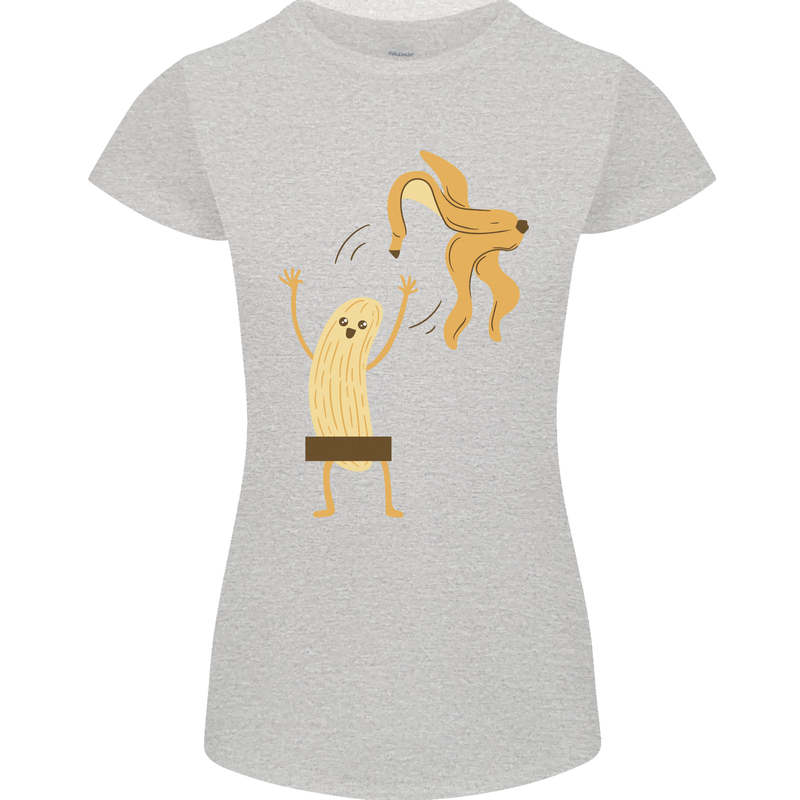 Get Naked Censored Banana Funny Womens Petite Cut T-Shirt Sports Grey