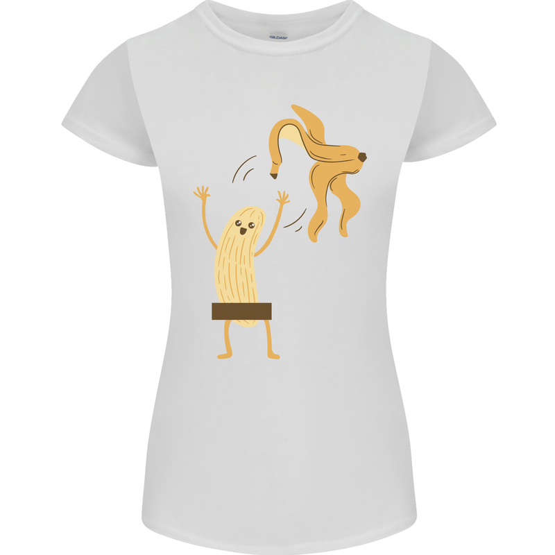 Get Naked Censored Banana Funny Womens Petite Cut T-Shirt White