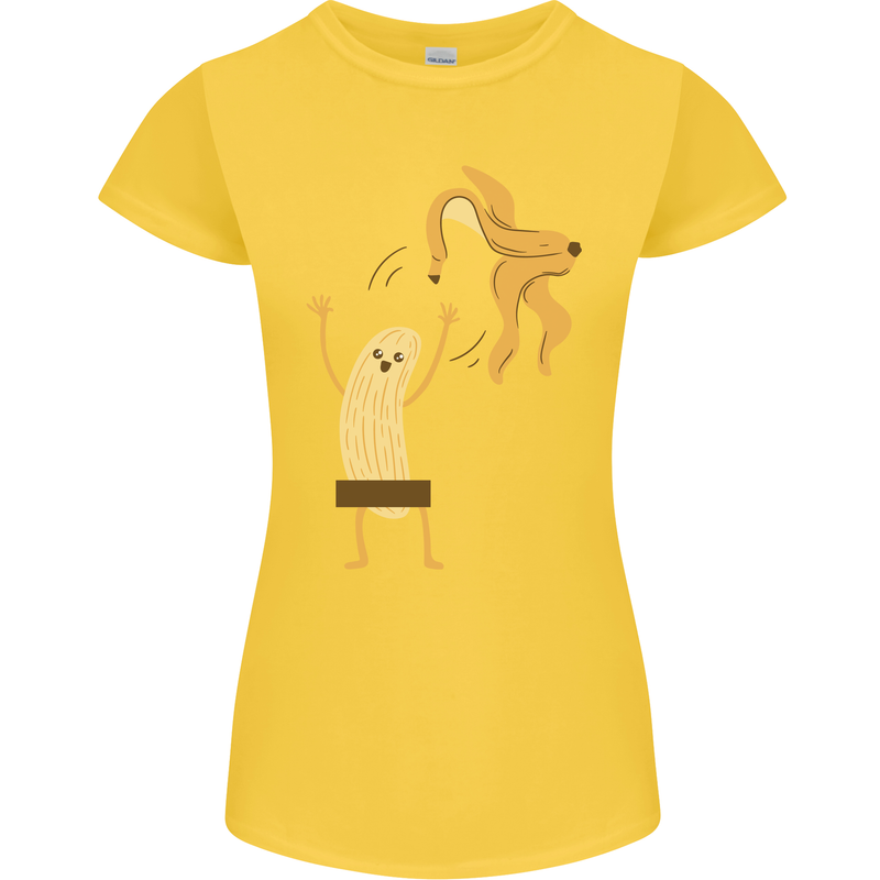 Get Naked Censored Banana Funny Womens Petite Cut T-Shirt Yellow