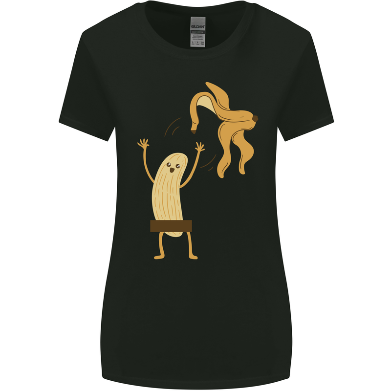 Get Naked Censored Banana Funny Womens Wider Cut T-Shirt Black
