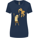 Get Naked Censored Banana Funny Womens Wider Cut T-Shirt Navy Blue