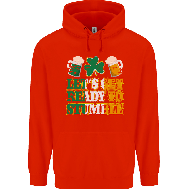 Get Ready Stumble St. Patrick's Day Beer Mens 80% Cotton Hoodie Bright Red