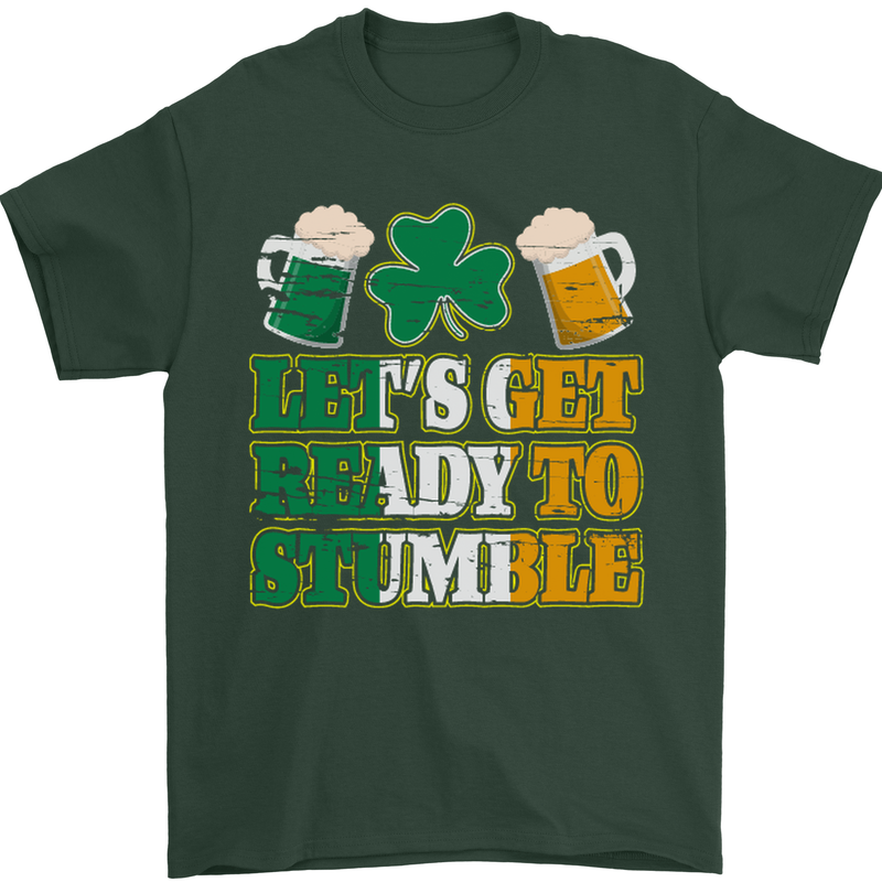 Get Ready Stumble St. Patrick's Day Beer Mens T-Shirt Cotton Gildan Forest Green