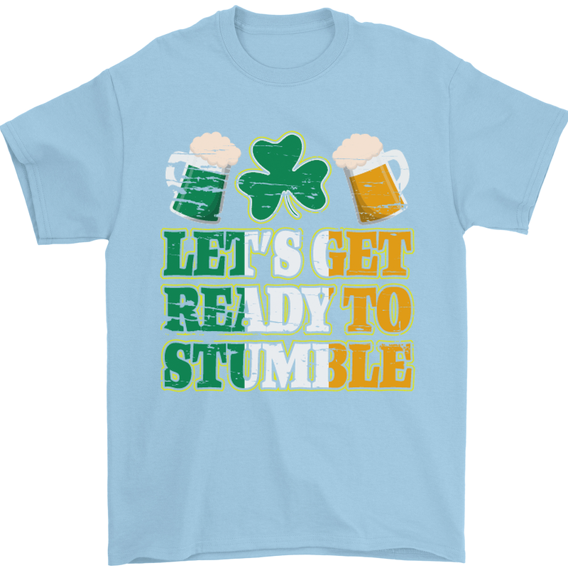 Get Ready Stumble St. Patrick's Day Beer Mens T-Shirt Cotton Gildan Light Blue