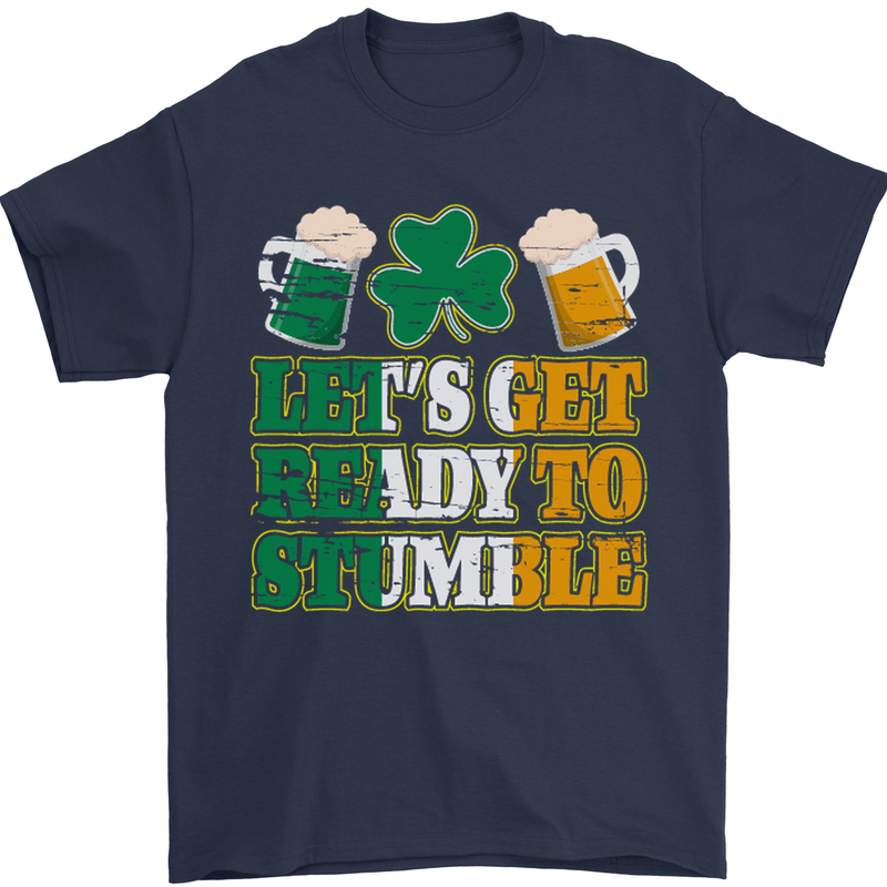 Get Ready Stumble St. Patrick's Day Beer Mens T-Shirt Cotton Gildan Navy Blue