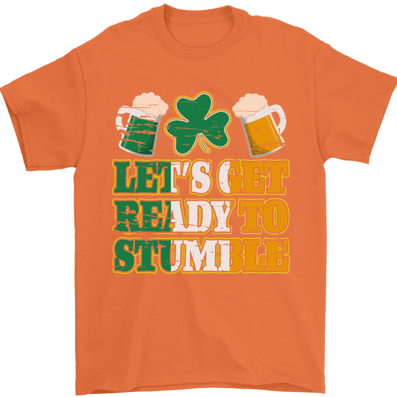 Get Ready Stumble St. Patrick's Day Beer Mens T-Shirt Cotton Gildan Orange