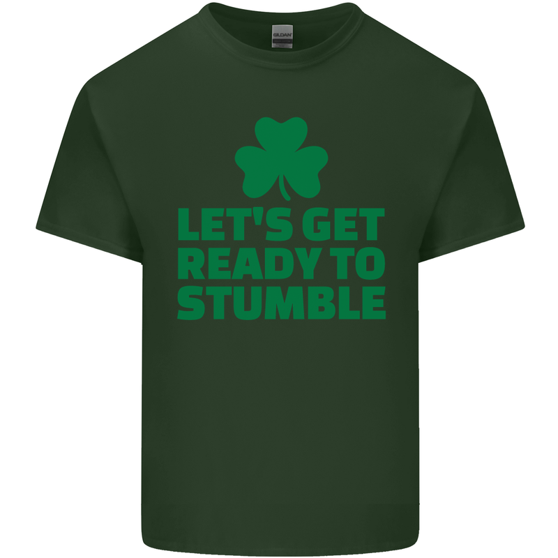 Get Ready to Stumble St. Patrick's Day Mens Cotton T-Shirt Tee Top Forest Green