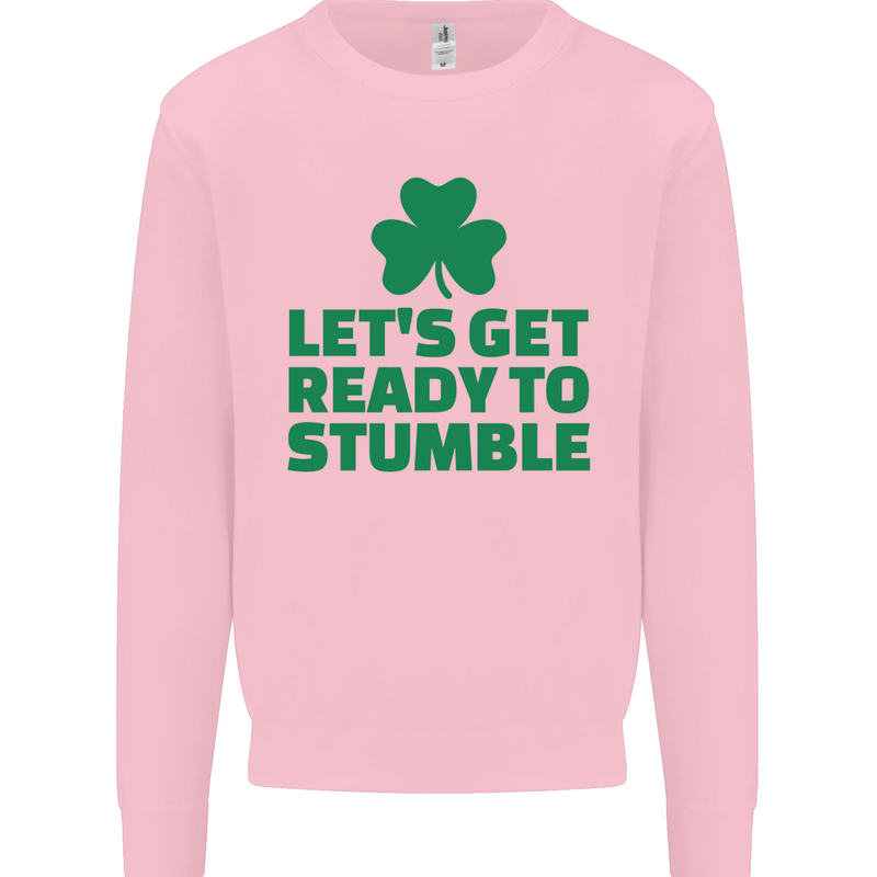 Get Ready to Stumble St. Patrick's Day Mens Sweatshirt Jumper Light Pink