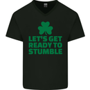 Get Ready to Stumble St. Patrick's Day Mens V-Neck Cotton T-Shirt Black