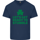 Get Ready to Stumble St. Patrick's Day Mens V-Neck Cotton T-Shirt Navy Blue