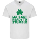 Get Ready to Stumble St. Patrick's Day Mens V-Neck Cotton T-Shirt White