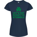 Get Ready to Stumble St. Patrick's Day Womens Petite Cut T-Shirt Navy Blue