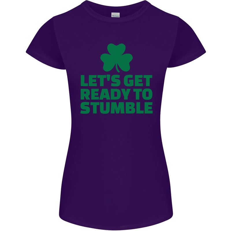 Get Ready to Stumble St. Patrick's Day Womens Petite Cut T-Shirt Purple