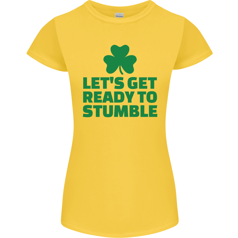 Get Ready to Stumble St. Patrick's Day Womens Petite Cut T-Shirt Yellow