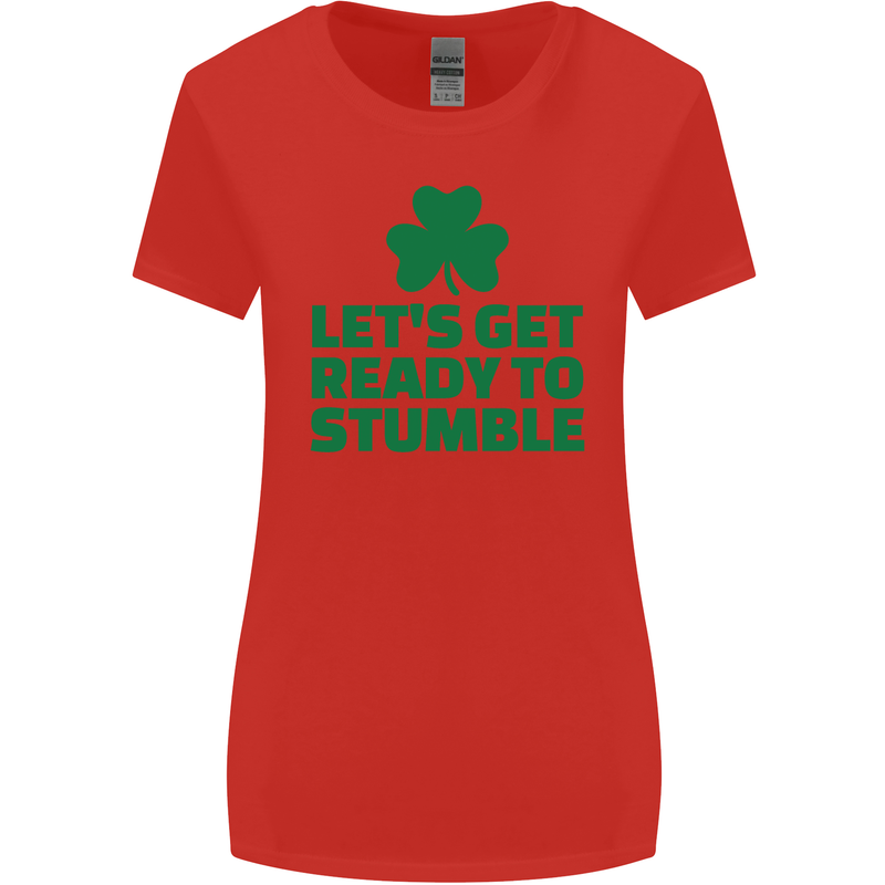 Get Ready to Stumble St. Patrick's Day Womens Wider Cut T-Shirt Red