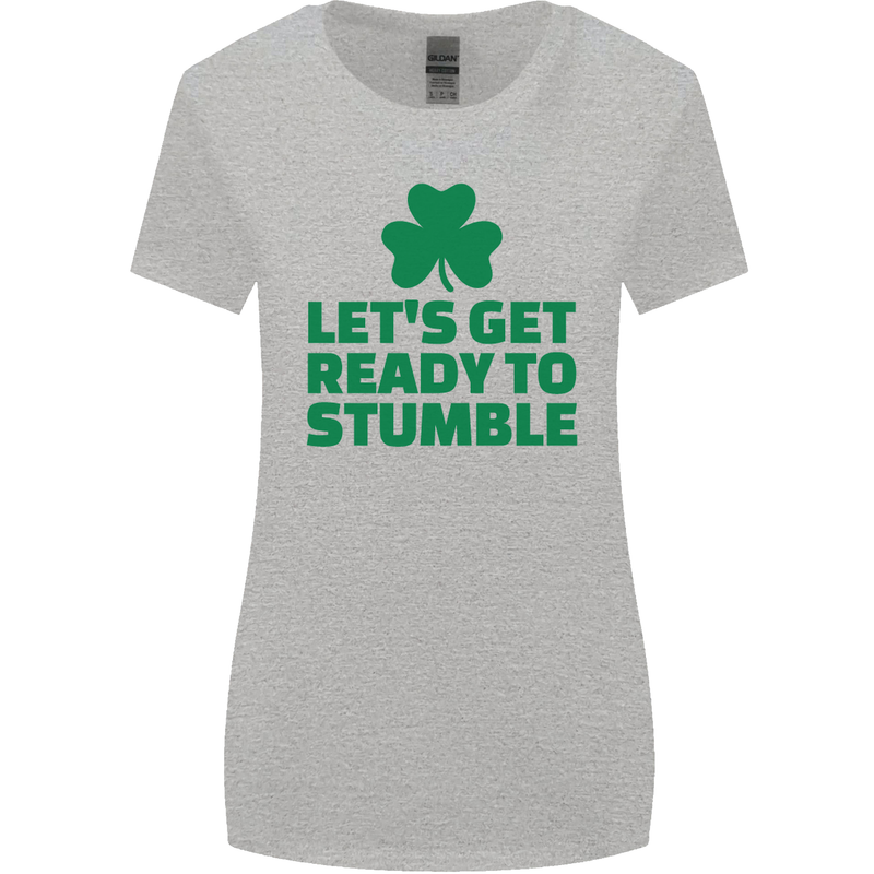 Get Ready to Stumble St. Patrick's Day Womens Wider Cut T-Shirt Sports Grey