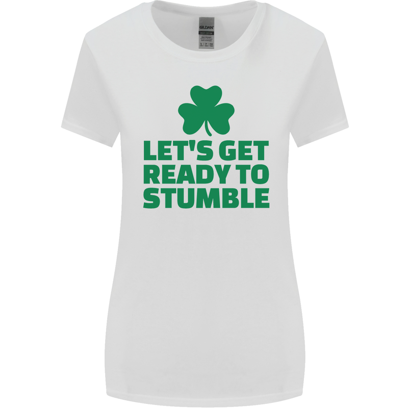 Get Ready to Stumble St. Patrick's Day Womens Wider Cut T-Shirt White