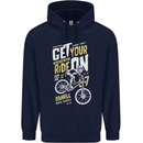 Get Your Ride on Downhill Mountain Biking Childrens Kids Hoodie Navy Blue