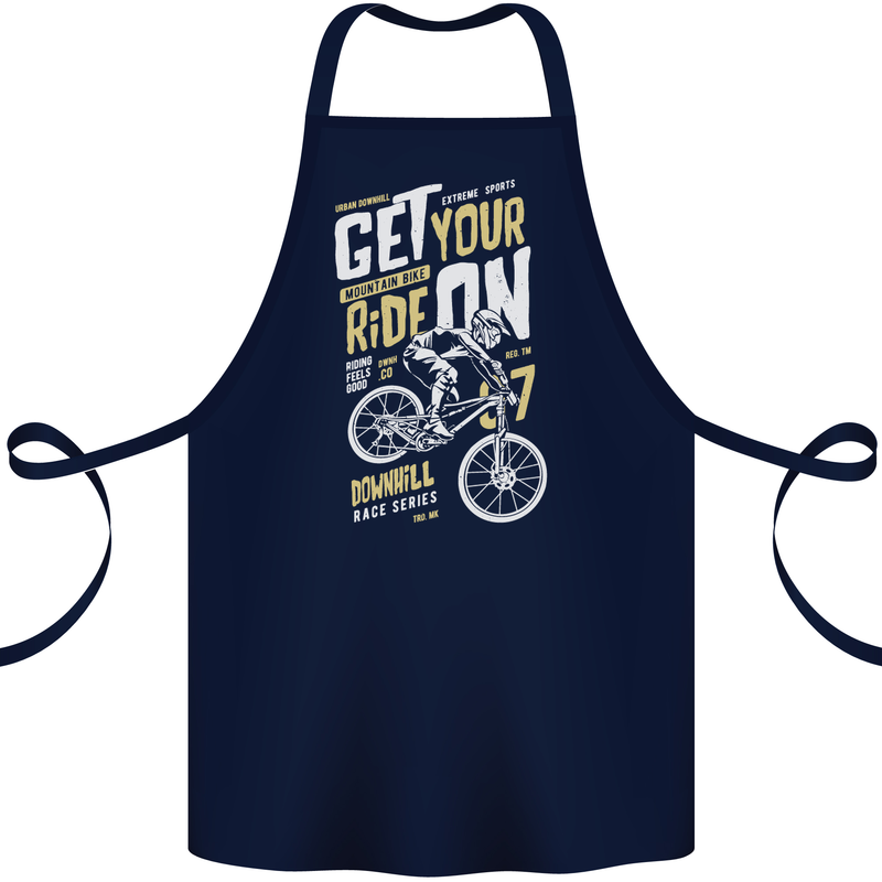 Get Your Ride on Downhill Mountain Biking Cotton Apron 100% Organic Navy Blue